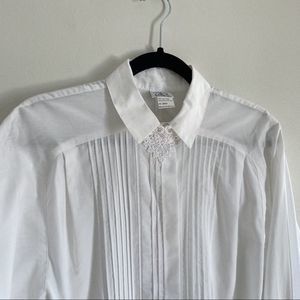 Vintage Edwardian collard crocheted lace classic Button down blouse Cottagecore
